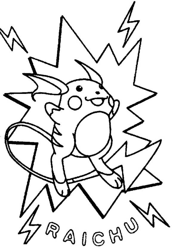 600x843 Electric Type Pokemon Raichu Coloring Page Color Luna