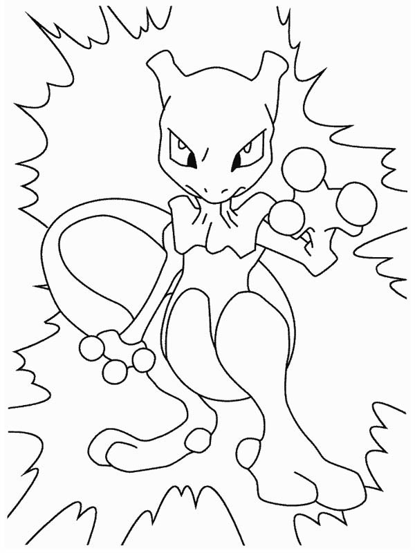 600x800 Mewtwo With Electricity Coloring Page