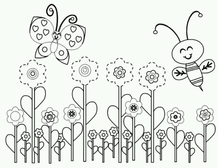 720x556 Spring Butterflies With Flowers Coloring Pages