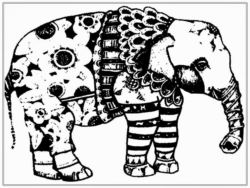 1024x768 Elephant Coloring Pages
