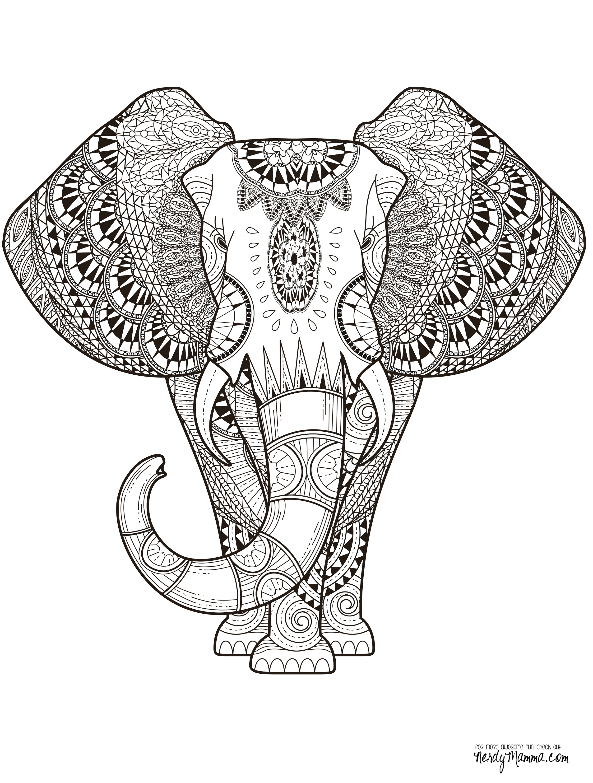 2500x3300 Elephant Coloring Pages For Adults