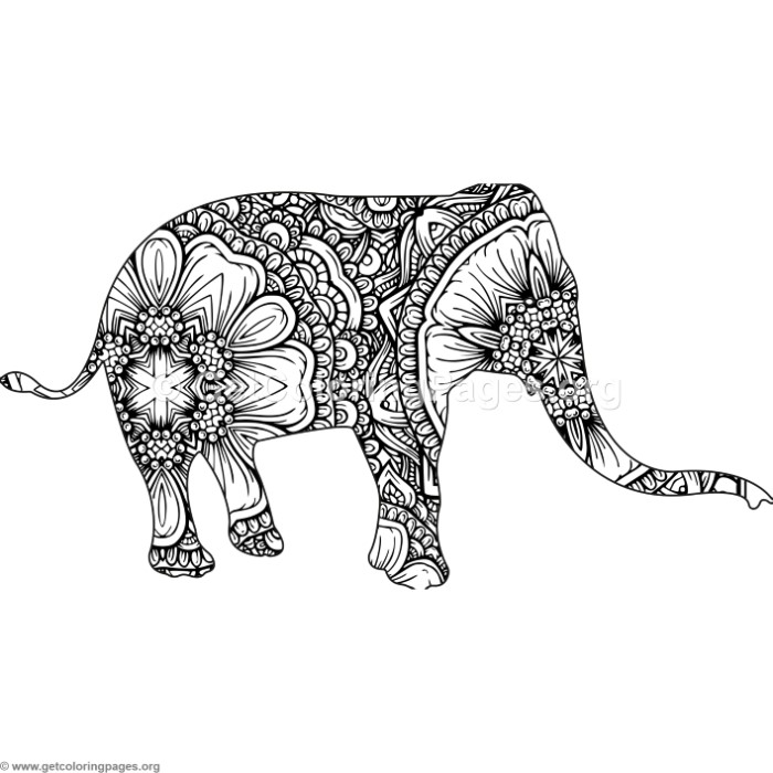 700x700 Zentangle Animal Elephant Coloring Pages