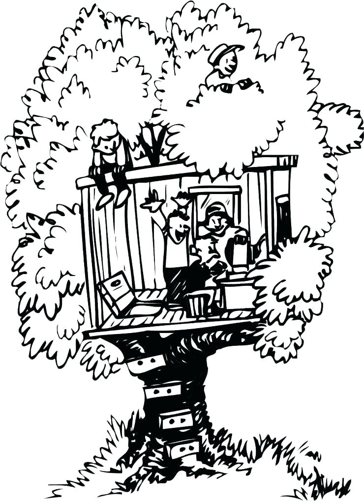740x1024 Tree House Coloring Pages Kids Drawing Of A Coloring Page Tree