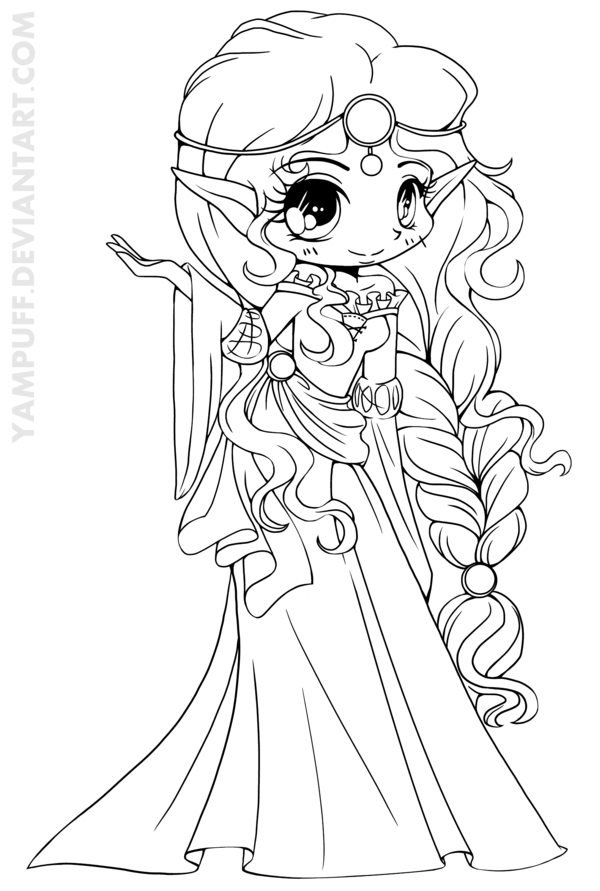 600x891 Scottish Elf Princess Lineart
