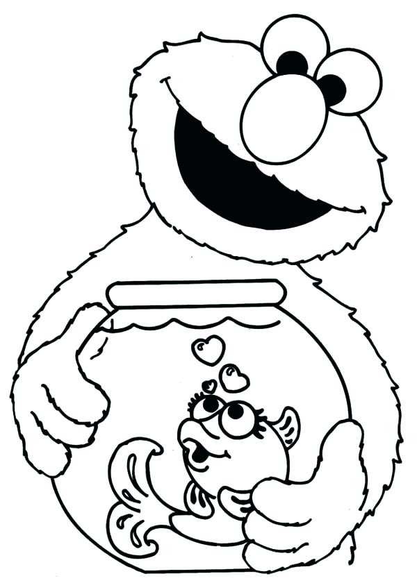 600x840 Elmo Coloring Page Holding Fish Bowl In Sesame Street Coloring