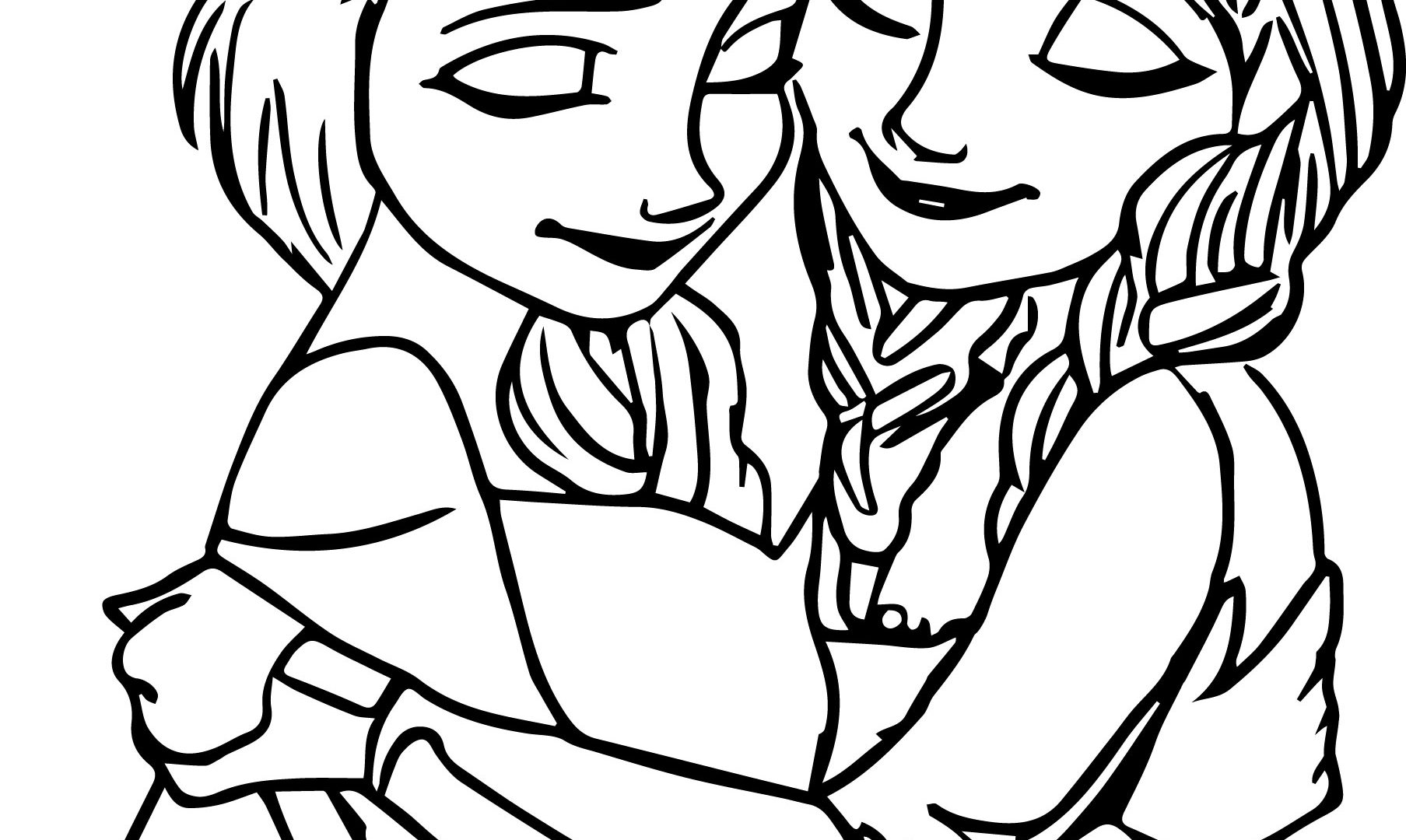 1807x1080 Drawn Frozen Anna Elsa Color Pencil Page Printable Coloring Pages