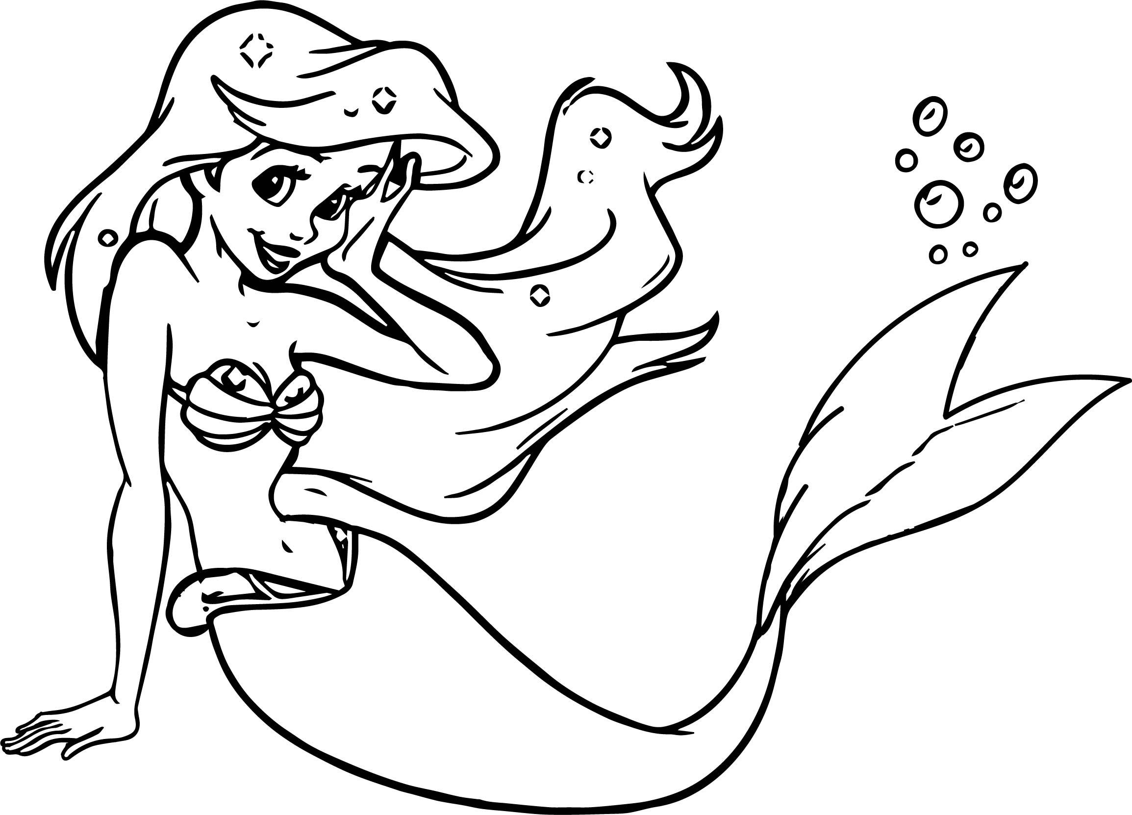 2309x1662 Beautiful Cute Free Download Ariel Mermaid Coloring Page