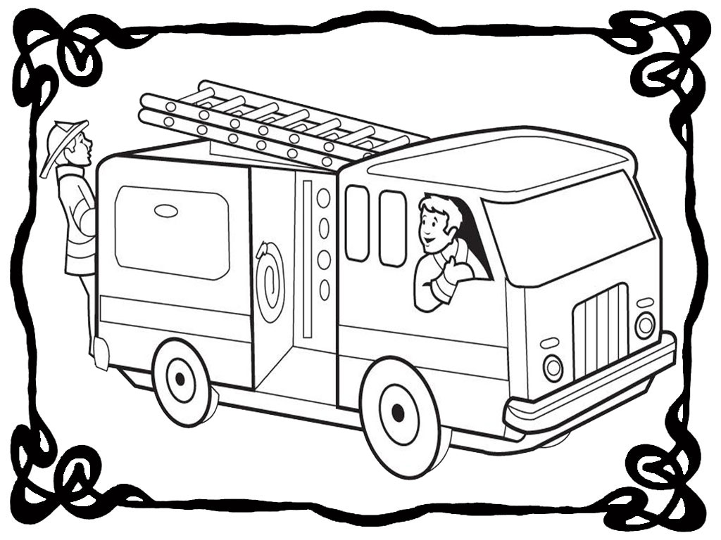 1024x768 Fire Truck Coloring Pages