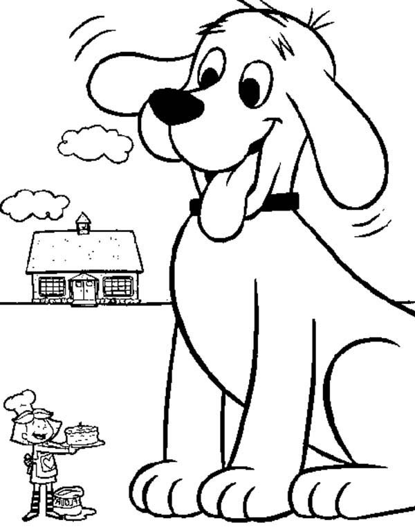 600x761 Emily Cooking A Cake For Clifford The Big Red Dog Coloring Page