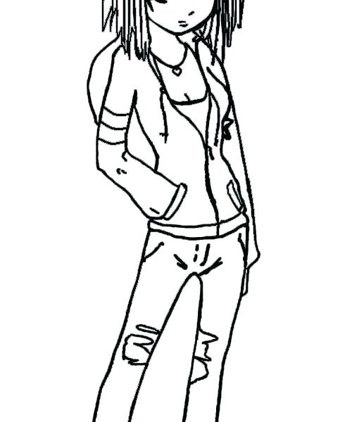 500x600 Emo Girl Coloring Pages Two Kittens In Cute Coloring Page