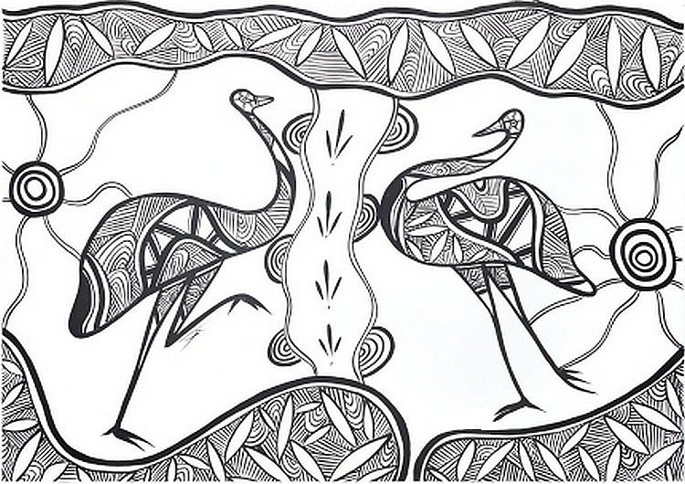 750x530 Aboriginal Emu Coloring Pages