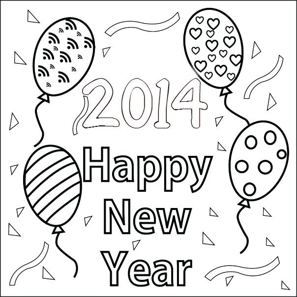 604x604 New Year Coloring Sheets