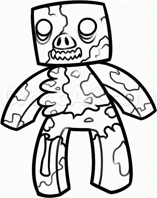 650x818 Minecraft Zombie Pigman Coloring Pages