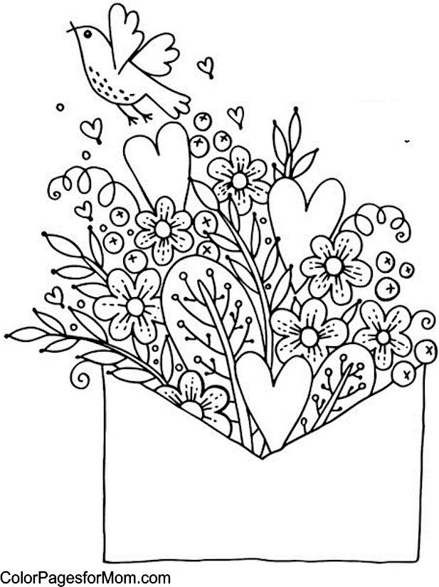617x824 Hearts Coloring Page Crafts C Clip Art Colored Stamps