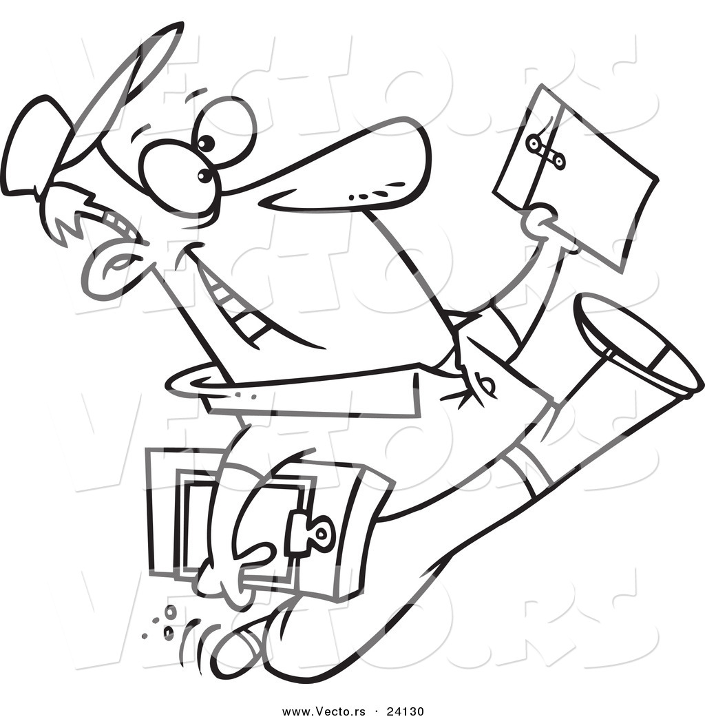 1024x1044 Vector Of A Cartoon Courier Man Delivering An Envelope
