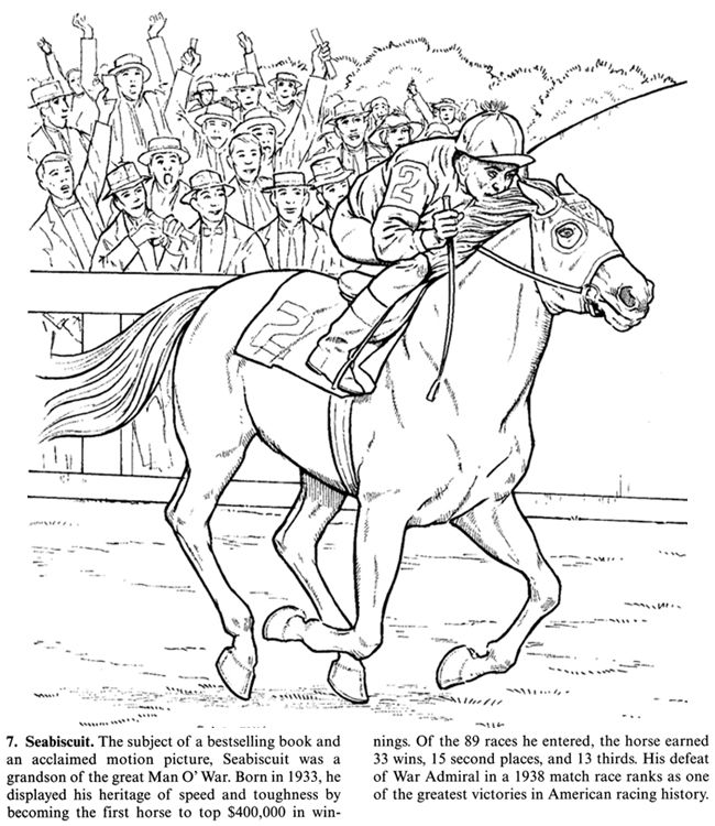 650x750 Horse Coloring Page Of The Famous Seabiscuit Adult Color Page