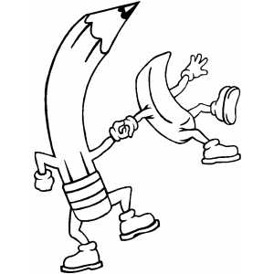 300x300 Pencil And Eraser Dancing Coloring Page
