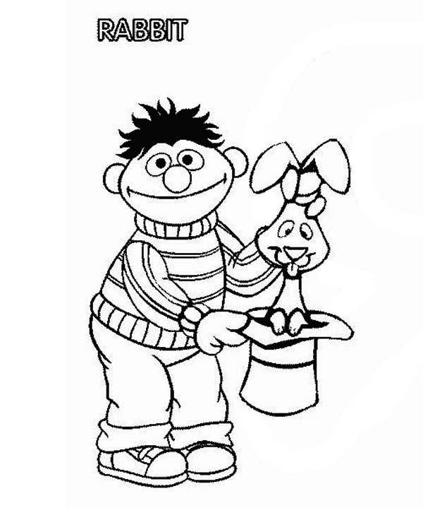 600x719 Ernie And Magician Hat Fill With Rabbit In Sesame Street Coloring