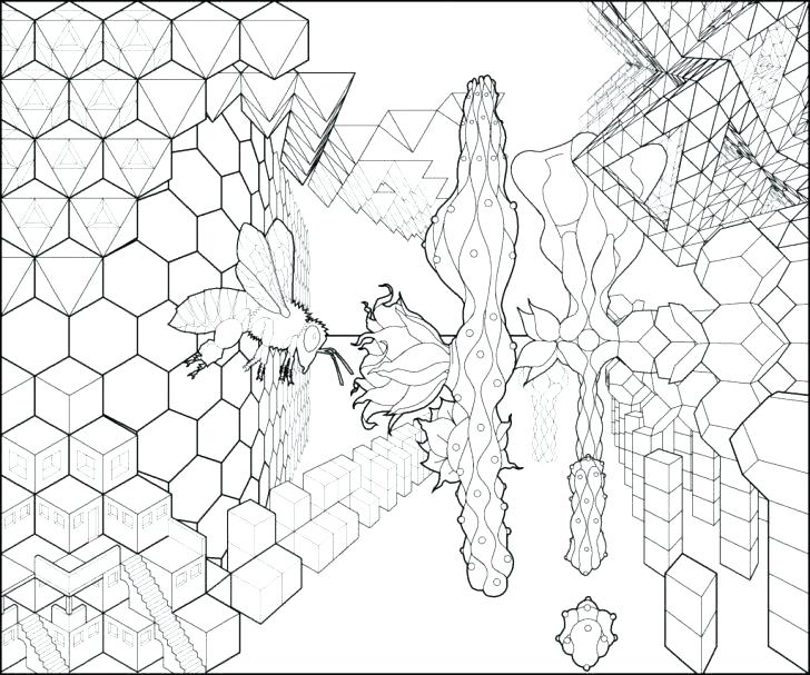 728x607 Escher Coloring Pages Coloring Pages Bees