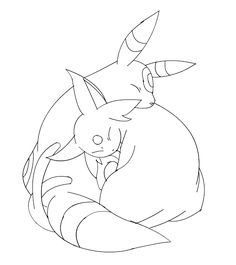 236x265 Umbreon And Espeon Nuzzle Lineart