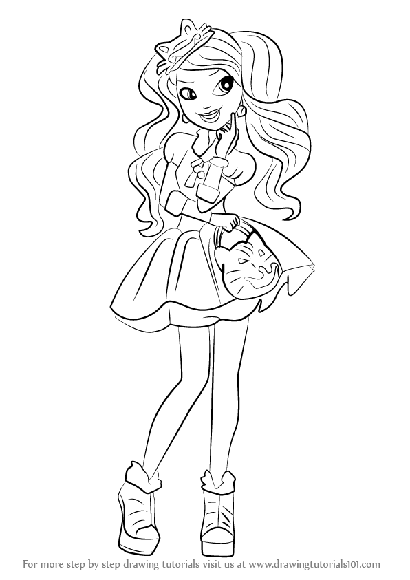 596x843 Ever After High Coloring Pages Kitty Cheshire Learn How To Draw