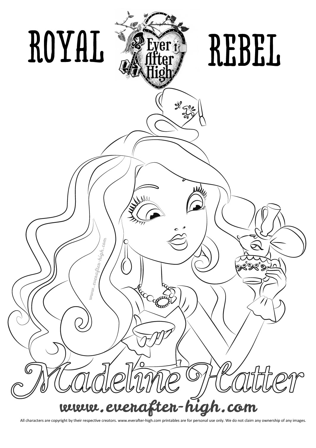 1063x1504 Madeline Hatter's Face Coloring Page Ever After High