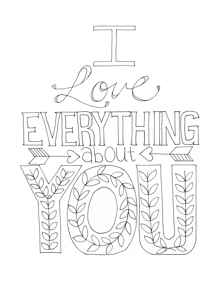 728x942 I Love Everything About You Coloring Page