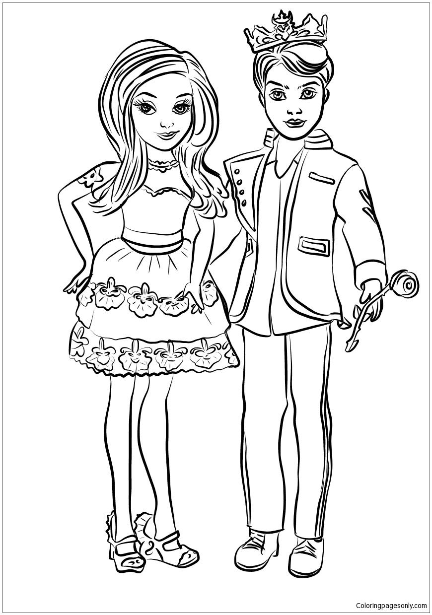 870x1239 Descendants Coloring Pages Mal Elegant Of Evie Disney