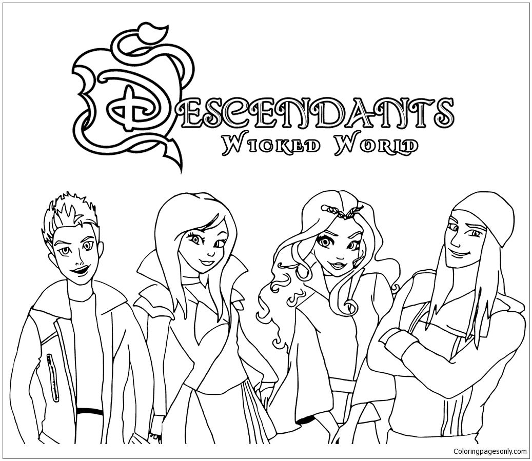 1037x899 Descendants Wicked World Coloring Page Httpcoloringpagesonly