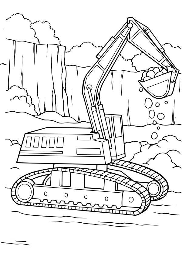 600x867 Digger Tractor Is Digging Coloring Page Oneday