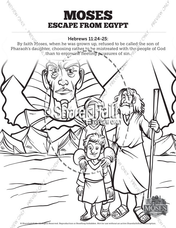 598x776 Exodus Moses Escapes From Egypt Sunday School Coloring Pages