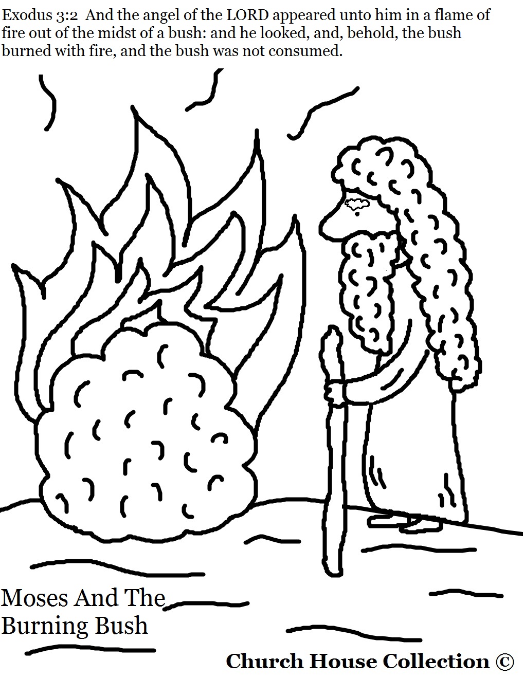 1019x1319 Moses And Burning Bush Coloring Page Exodus The Stunning Pages