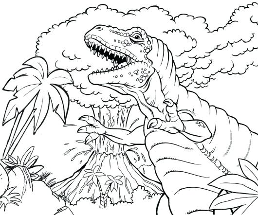 530x442 Volcanic Explosion Coloring Page Sketch Landscape Volcanic