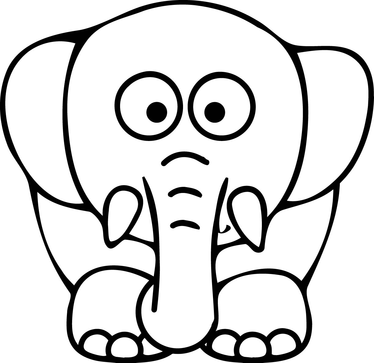1224x1187 Elephant Face Coloring Page