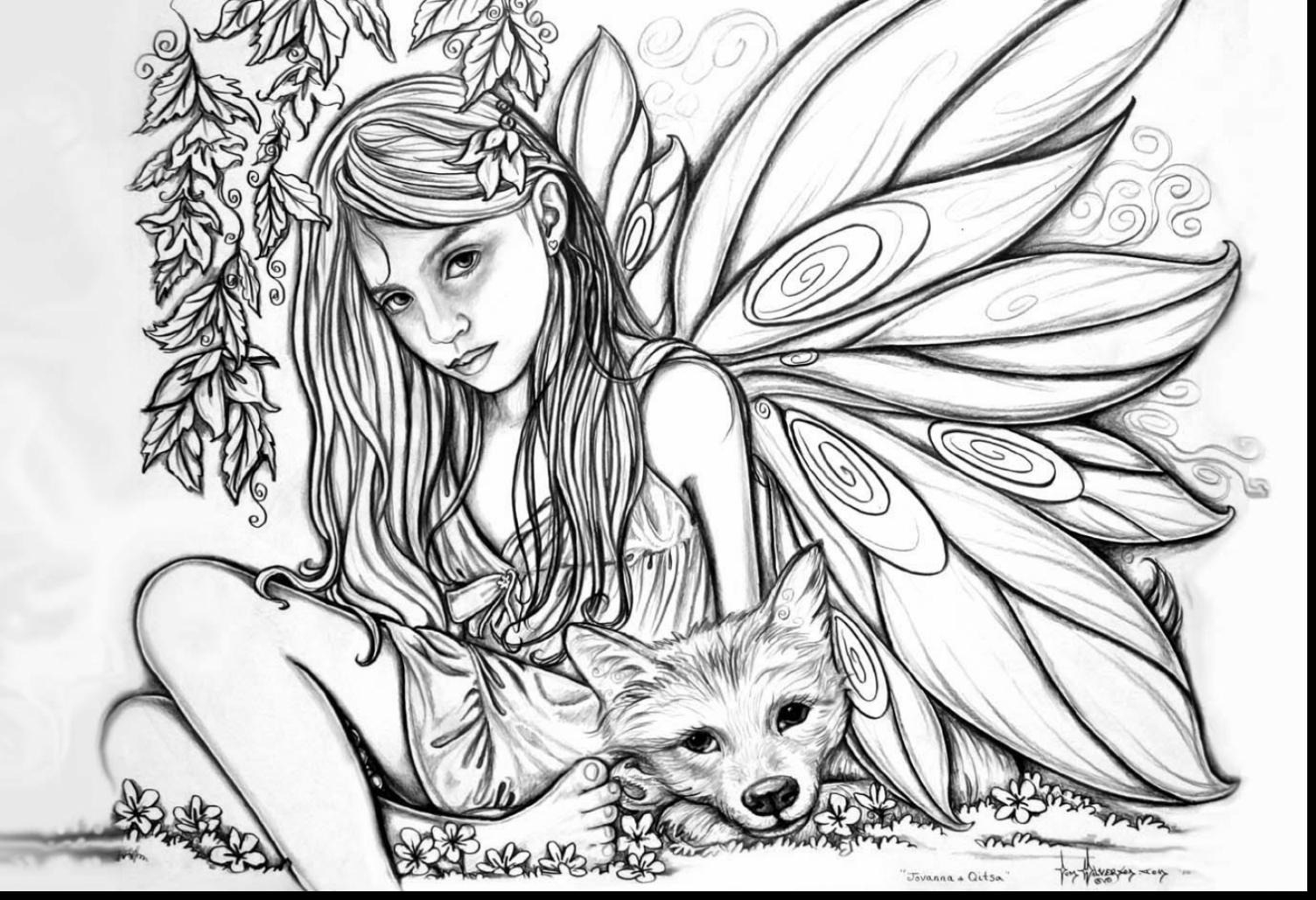 1504x1029 Printable Coloring Pages For Adults Fairies World Of Printable