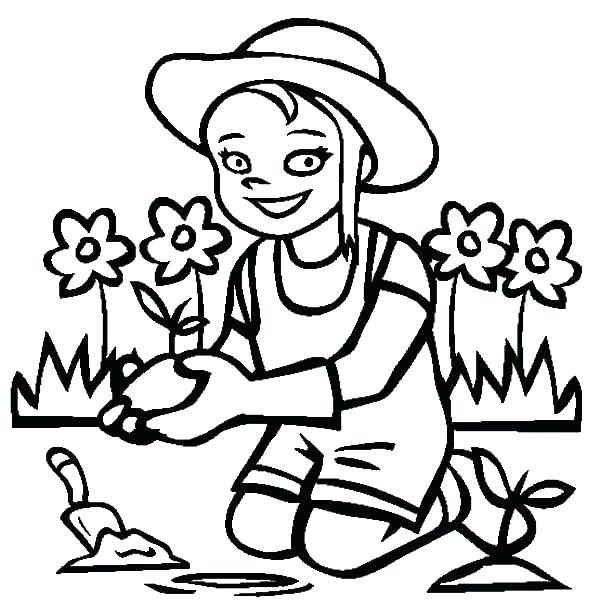 600x612 Flower Garden Colouring Pages Free Vegetable Coloring Large Size