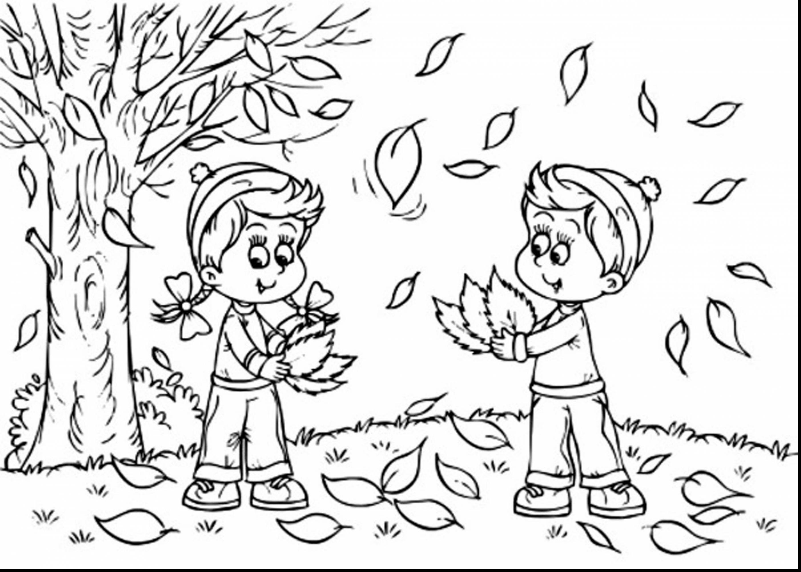 2805x2005 Wonderful Fall Leaves Coloring Pages For Kids With Fall Color