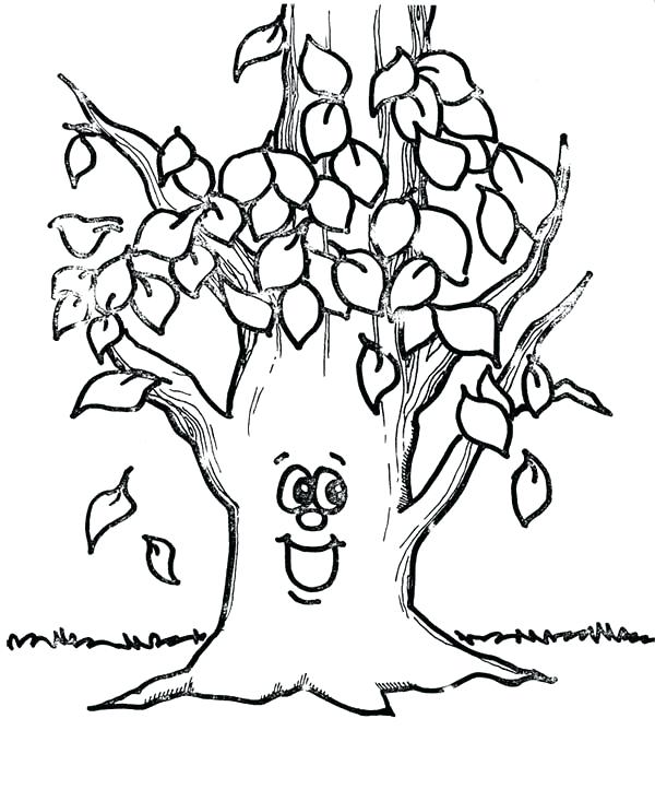 600x733 Fall Leaf Coloring Page Happy Tree Autumn Leaf Coloring Page Fall