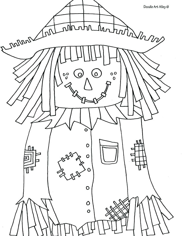 736x952 Fall Scarecrow Coloring Pages