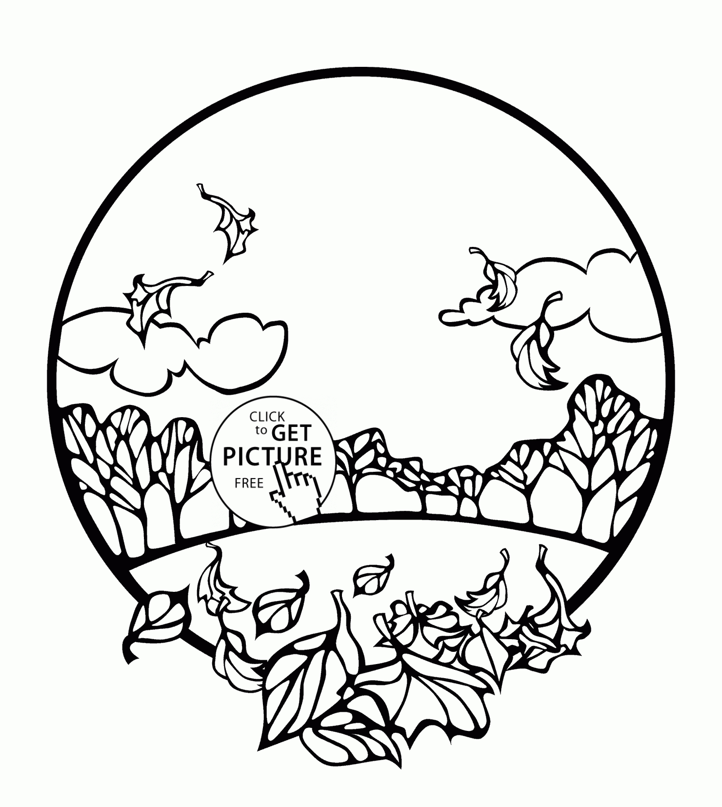 1480x1654 Fresh Fall Scene Coloring Pages Fall Scene In A Circle Coloring