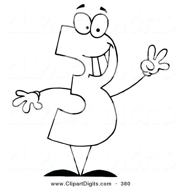 600x620 Number Coloring Page Outline Clip Art Number Coloring Page