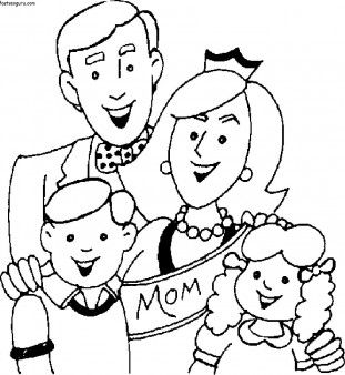 311x338 Printable Mothers Day With Happy Family Coloring Page