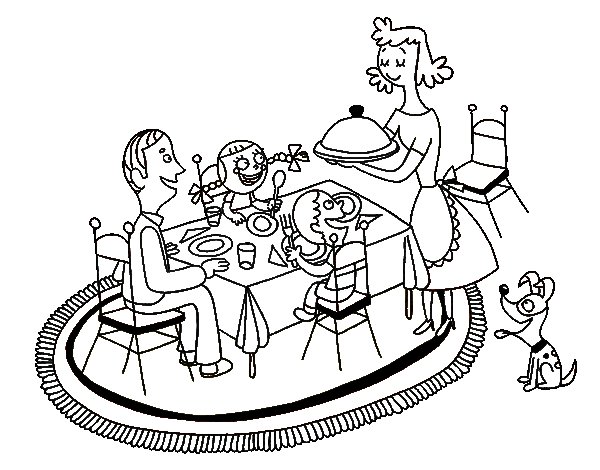 600x470 Family Dinner Coloring Page