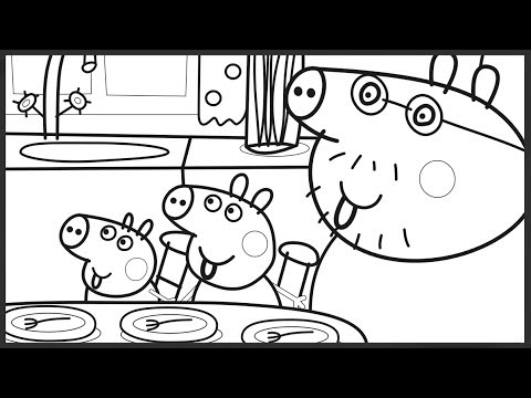 480x360 Peppa Pig Family Dinner Coloring Book Pages Videos For Kids