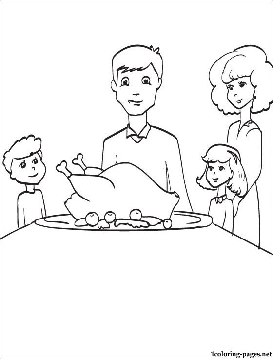 560x736 Thanksgiving Family Dinner Party Theme Coloring Pages