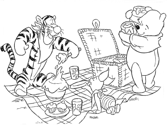 640x480 Family Picnic Colouring Page Picnic Coloring Pages