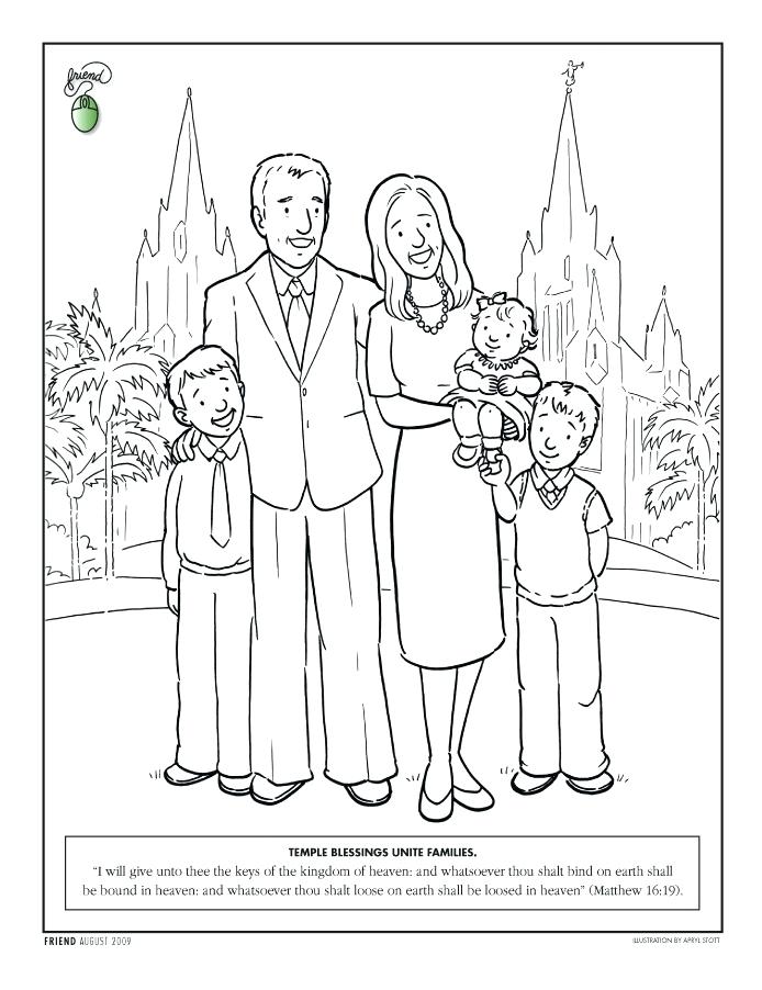 694x902 Family Coloring Pages Family Standing In Front Of A Temple Family