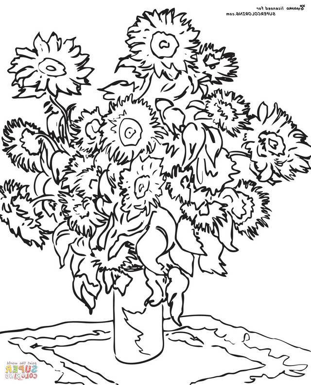 640x794 Famous Artwork Coloring Pages Sunflower