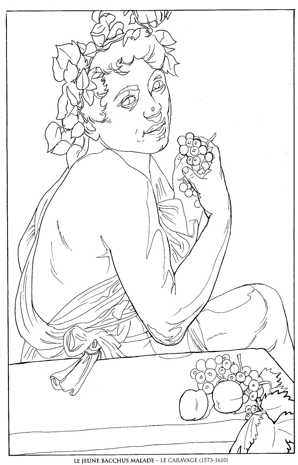 1159x1806 Le Jeune Bacchus Malade Le Caravage Famous Paintings Coloring