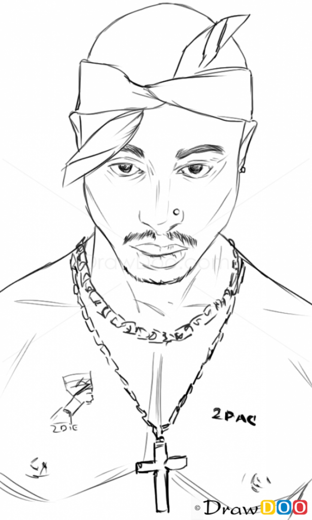 615x1024 Coloring Pages How To Draw Tupac Shakur Famous Singers Art